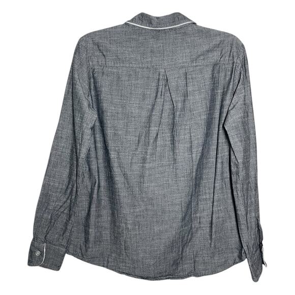 Maison Du Soir Charcoal Gray Black Cotton Lobg Sleeve Button Up Pajama Set Small - Picture 3 of 14